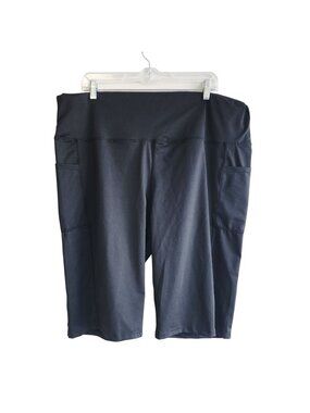 Black High-Waisted Womens Biker Shorts With Side Pockets Size 5XL